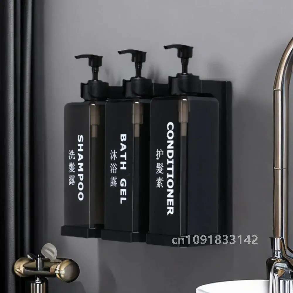 Botellas separadas de champú y gel de ducha para hotel, cajas de desinfectante de manos sin perforación montadas en la pared, dispensadores de jabón manuales montados en la pared