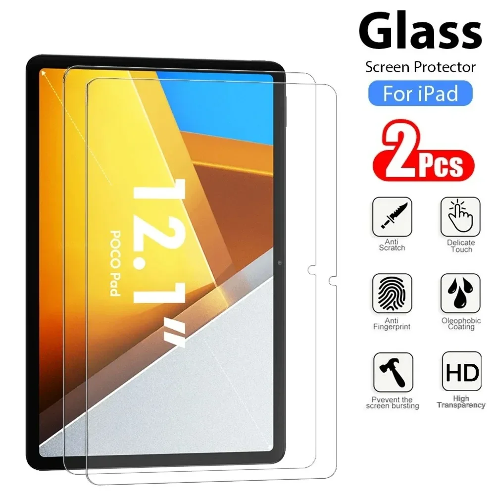 2 Pieces HD Scratch Proof Tempered Glass Screen Protector For POCO Pad 12.1-inch Xiaomi POCO Tablet Oil-Coating Protective Film