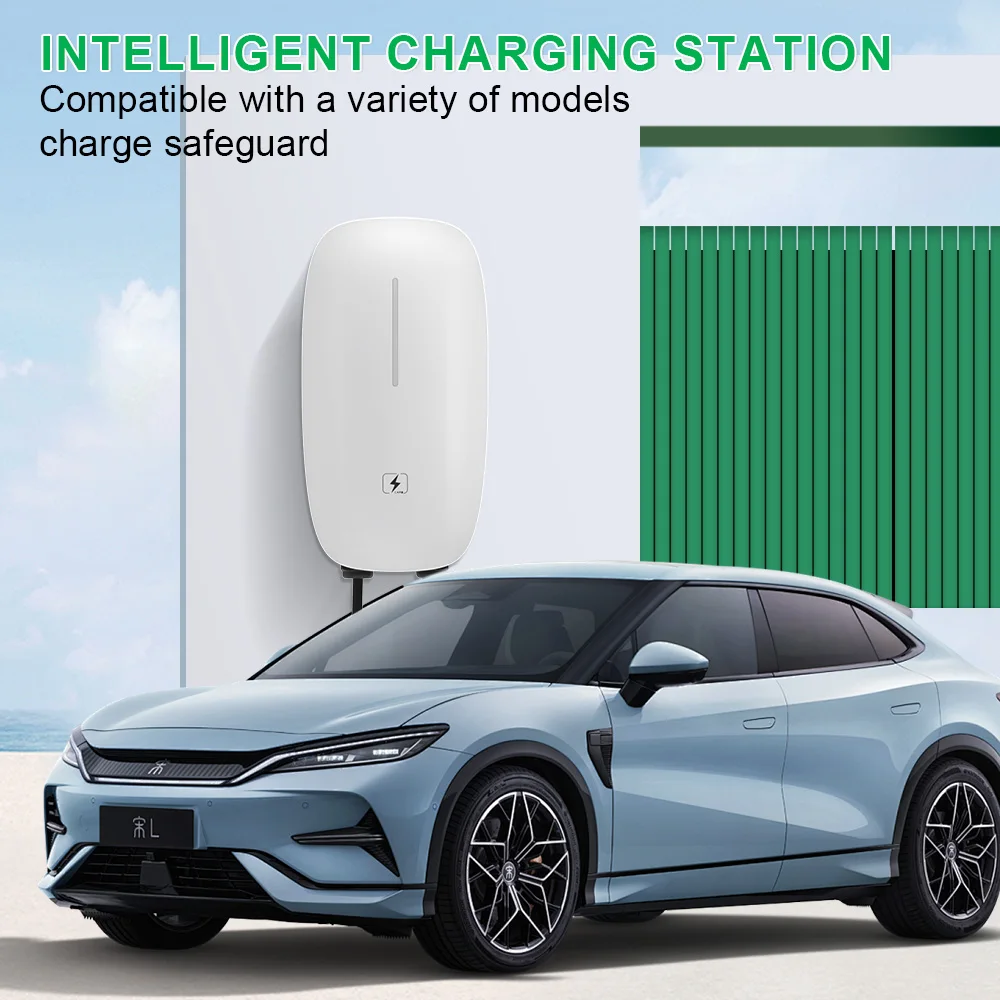 AC 7kW Fast Charging Wall-Mounted EV Charging Station AutoStart with RFID Card CE Type 2 32A Rated Current for Home Use
