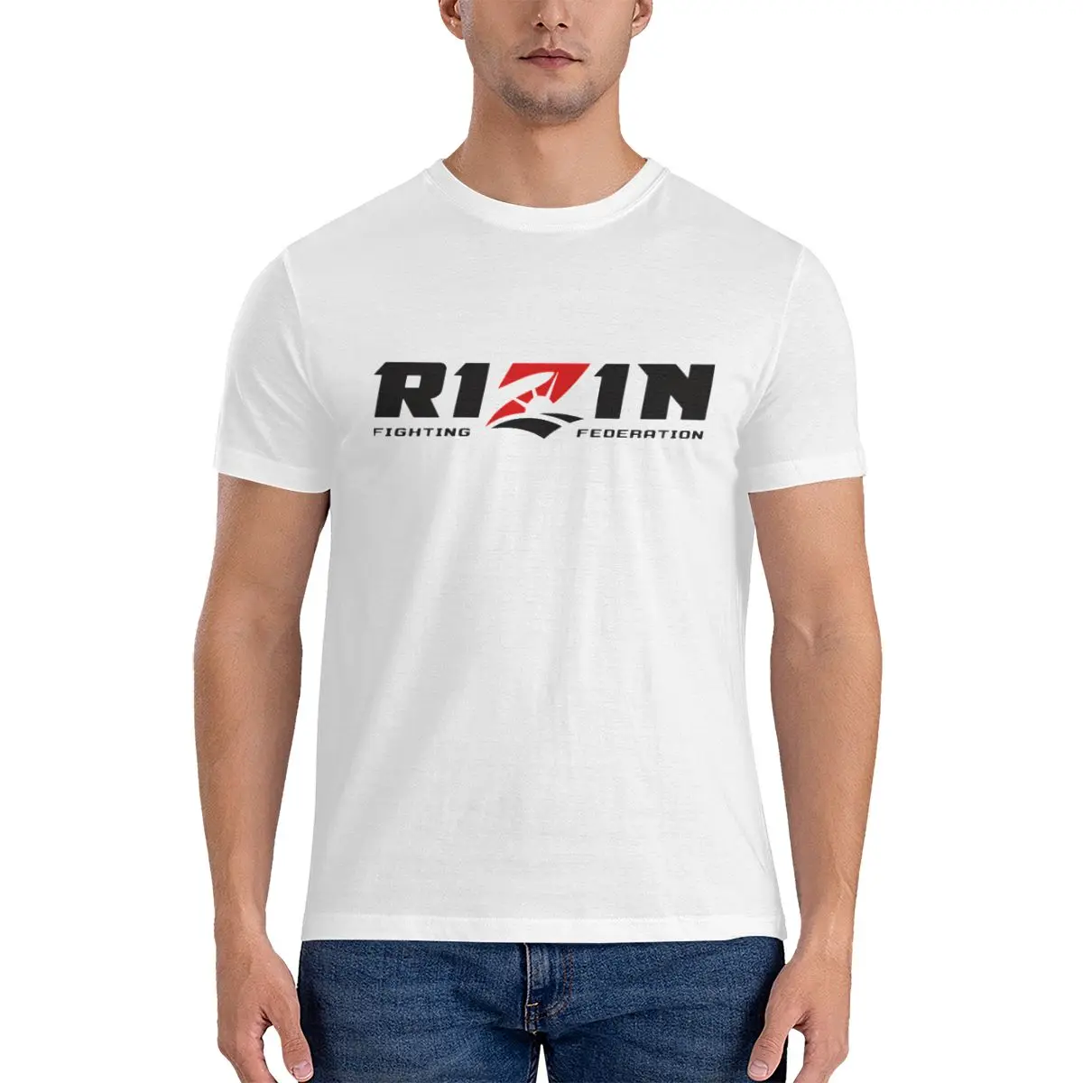 Men's T-Shirts Logo Humor Cotton Tee Shirt Short Sleeve RIZIN Fighting Federation T Shirt Round Neck Tops Graphic Printed