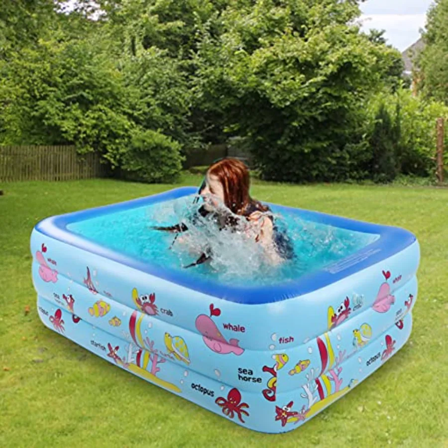 뒷마당용 편안한 바닥이 있는 만화 캐릭터 가족용 풍선 수영장, 안전한 야외용 풍선 수영장