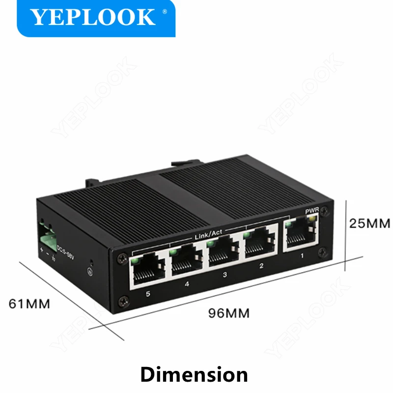 Suporte a Switch de Rede Ethernet, 5 Portas RJ45, 10 Mbps, 100Mbps, Entrada DC 5V-58V, Plug and Play, Proteção Contra Raios