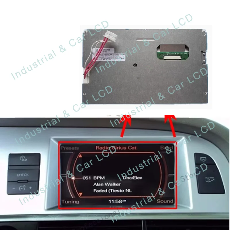 

Original 7 Inch LQ070T5DR06 LCD Display Screen For AudiA4 2008 A6 A8 Q7 3G 2G MMI High GPS LCD Monitor Replacement