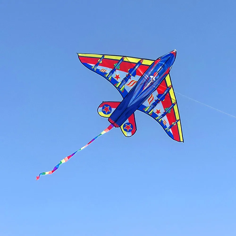 Cometa/cometas de avión de 63 pulgadas con asa y línea para niños, deportes divertidos al aire libre, buen vuelo, novedad