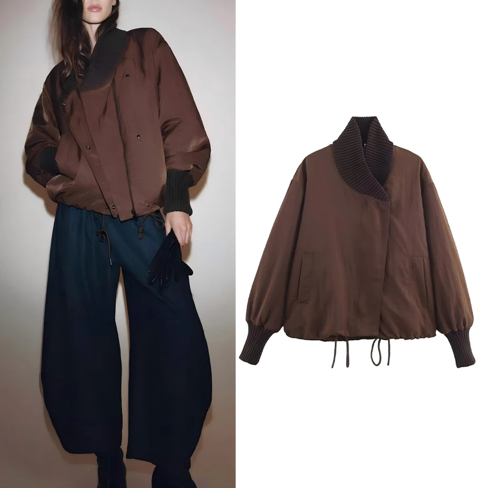 

Женская новинка 2025 года, модная повседневная теплая куртка в рубчик со свободными боковыми карманами в стиле ретро, женское пальто на молнии с длинными рукавами, шикарный топ