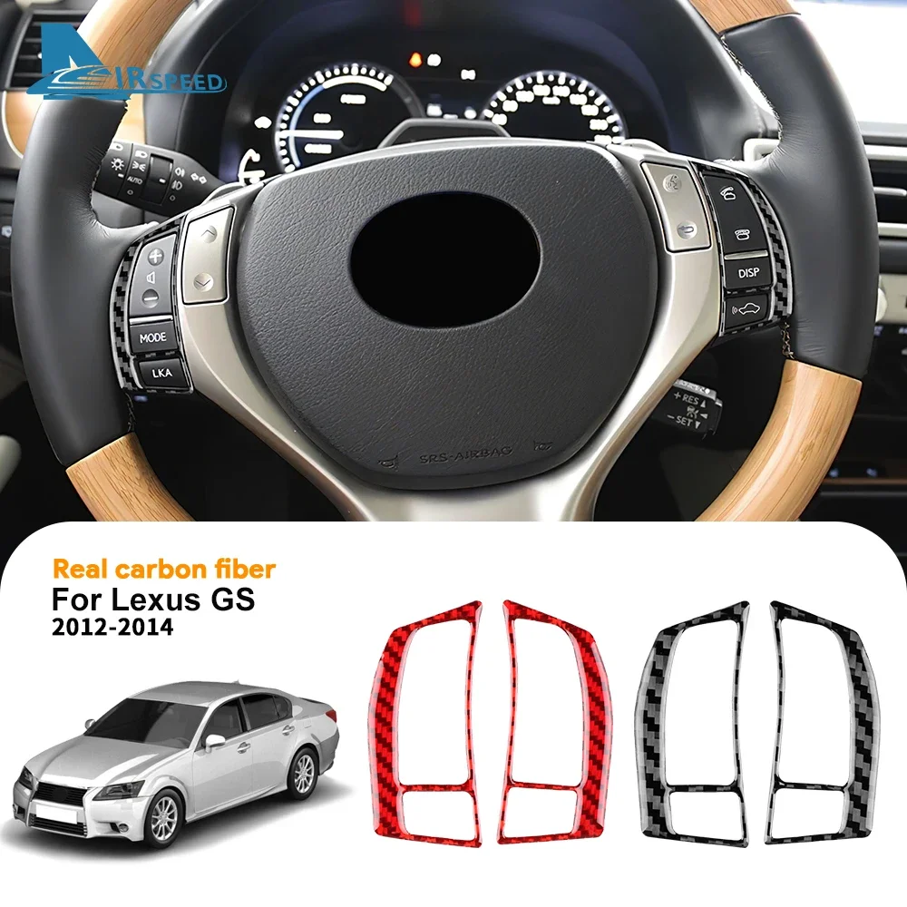 For Lexus GS GS250 GS350 GS450h L10 2012 2013 2014 LHD RHD Real Soft Carbon Fiber Sticker Car Steering Wheel Button Frame Trim
