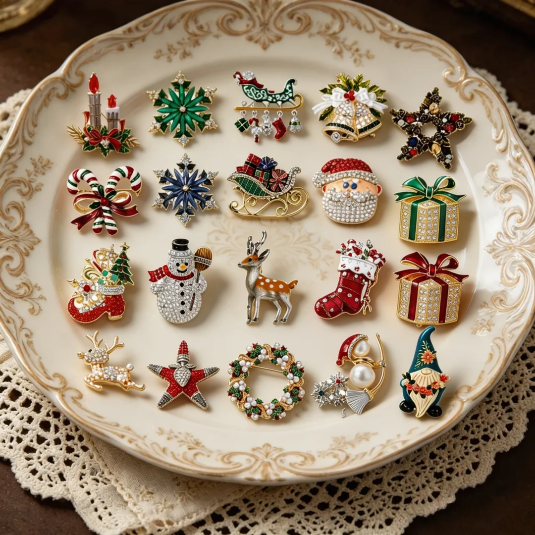 Kristall-Weihnachts-Strass-Broschen, Santa-Rentier-Weihnachts-Anstecknadeln, Festliche Kleidungs- und Rucksackdekoration, Festliche Schmuckgeschenke
