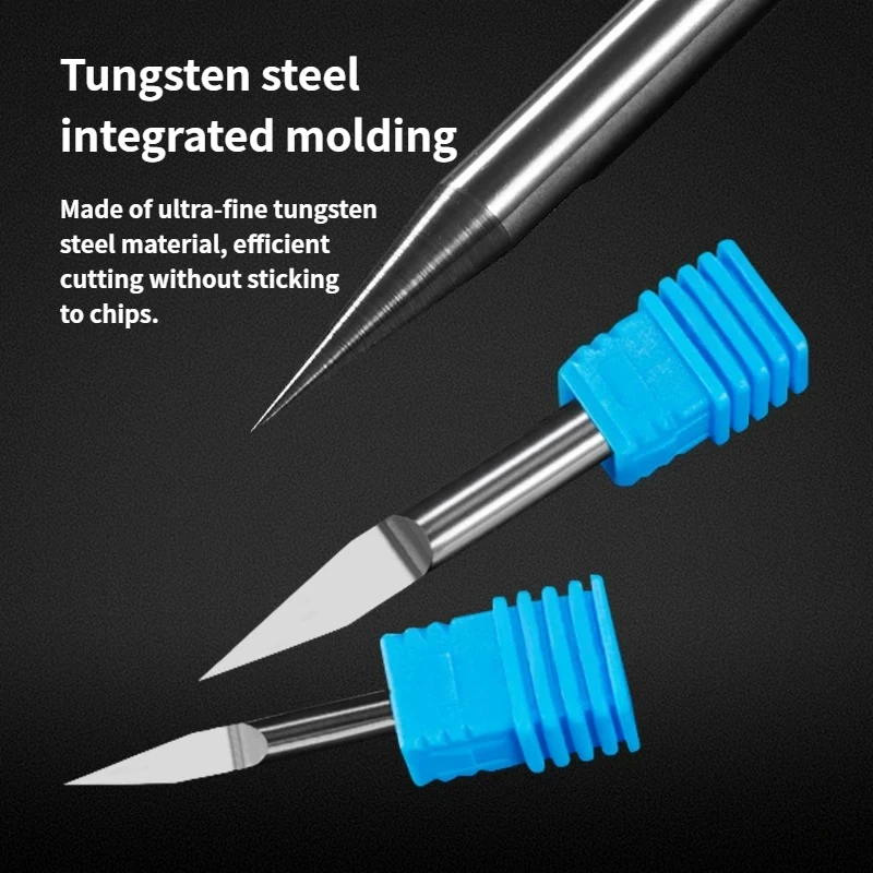 Tungsten steel Flat Head Router Bit Flat Nose Carving Milling Tools 20/30/45/60/90/120° 3.175/4/6mm Shank V Shape Engraving Bit
