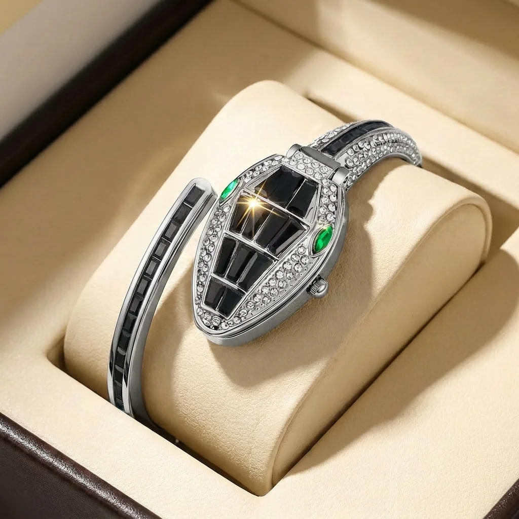

1pcs Women's black dial alloy strap vintage fashion sparkling bracelet jewelry details Quartz Watch for business party holiday