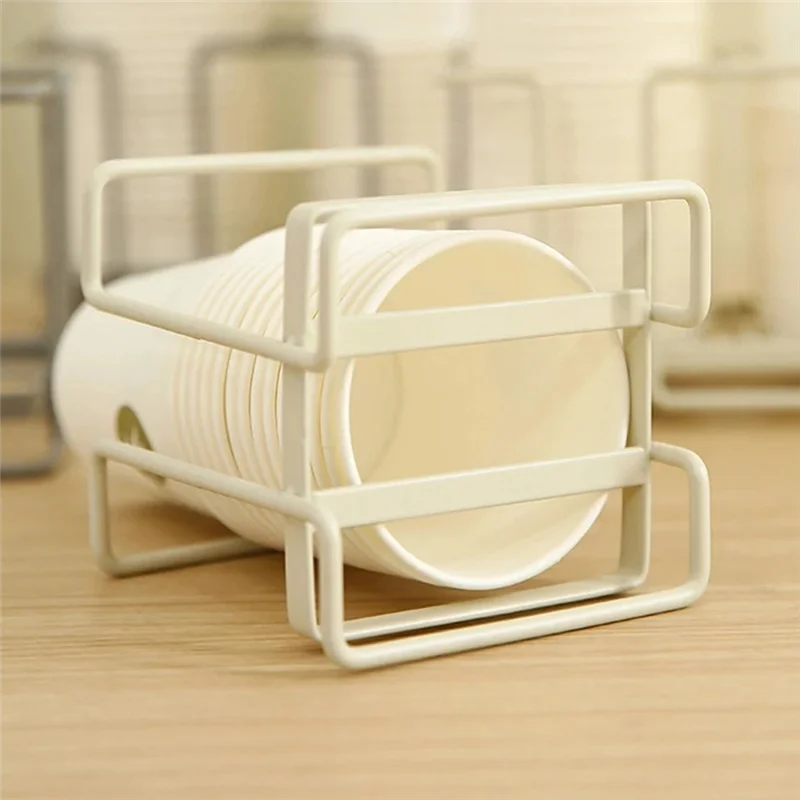 Portavasos de papel, recolector de vasos desechable, suelo de almacenamiento de hierro, portavasos de té y café para el hogar, se puede utilizar para vasos de vidrio-[Qahk]