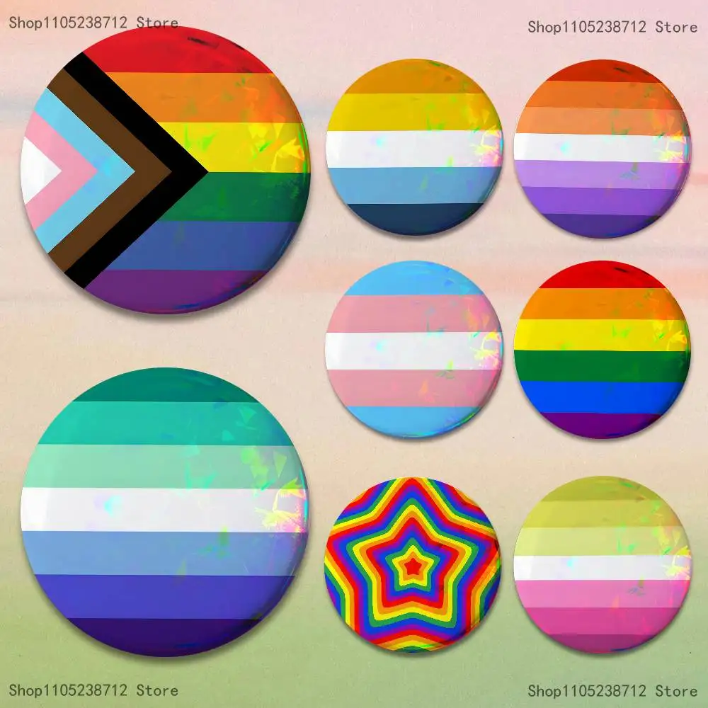 Rainbow LGBT Button Lapel Anime Pin Badges Brooch Jewelry Decoration Gift 25mm 32mm 44mm 58mm 75mm