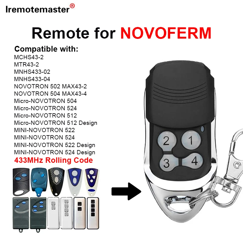 NOVOFERM NOVOTRON 502 MAX43-2 512 MIX 43-2 MAX 504 MAX43-4 Garage Door /Gate Remote Control Hand Transmitter 433MHz Rolling Code