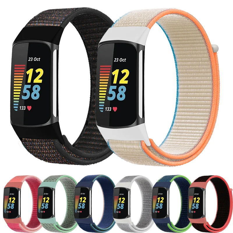 Nylon Strap for Fitbit Charge 5 Smart Watch Sports Nylon Weave Loop Bracelet Wristband Correa Pulsera for fitbit Charge 5 Band