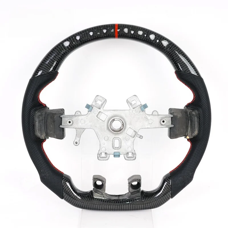 For Dodge Steering Wheel Horn Cover Carbon Fiber Line Red Center Mark Style 2010-2018 Ram Shell