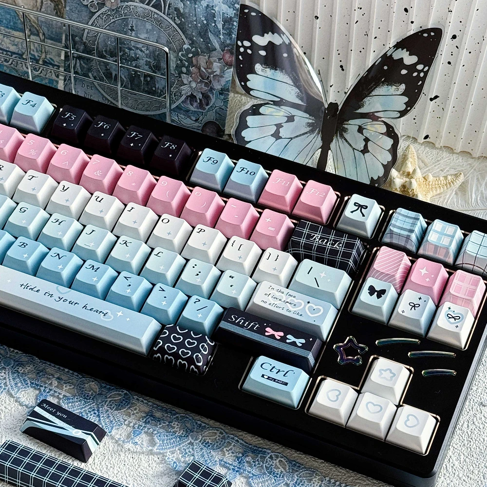 

Sea Breeze Theme Keycap PBT Sublimation 150 Keys Cherry Profile Personalized Keycaps for Mechanical Keyboard Blue Pink Key Caps