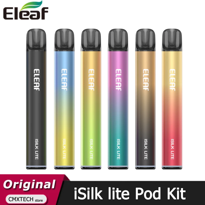 Original Eleaf iSilk Lite Pod Kit 10W Electronic Cigarette Vape with 500mAh Battery 2ml iSilk Pod Cartridge 1.0ohm Vaporizer