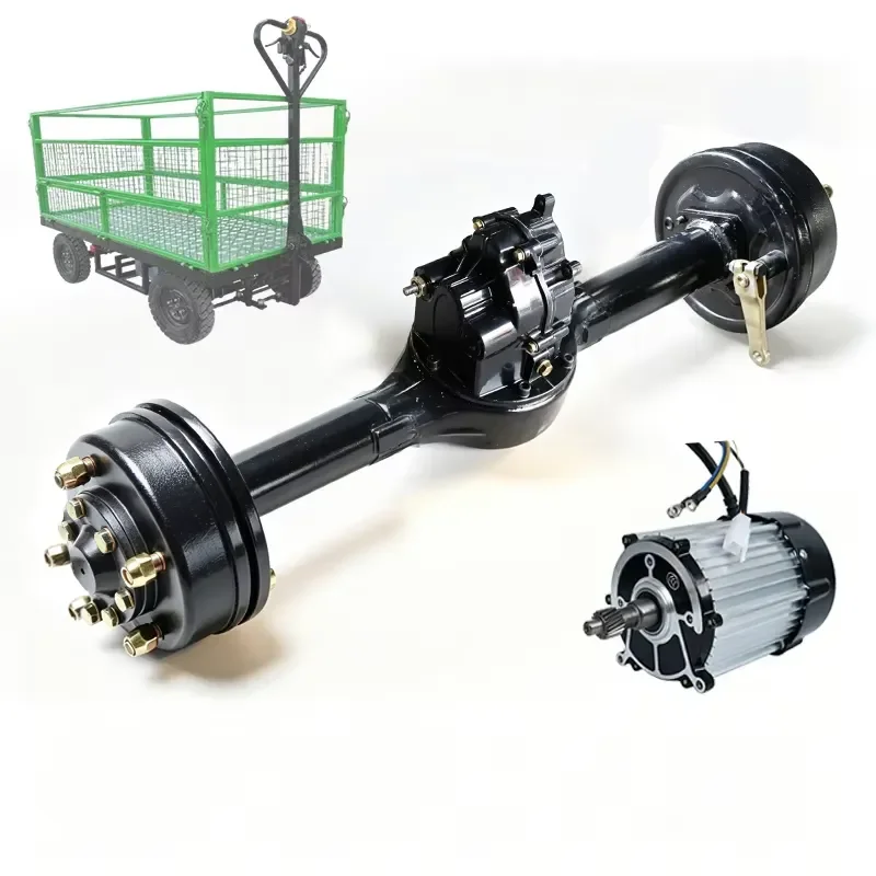 For Small Electric Loader 1500W Rear Drive Axle 1300mm 1 Ton Load 5 Hole Brake Drum High Power Durable Heavy Duty