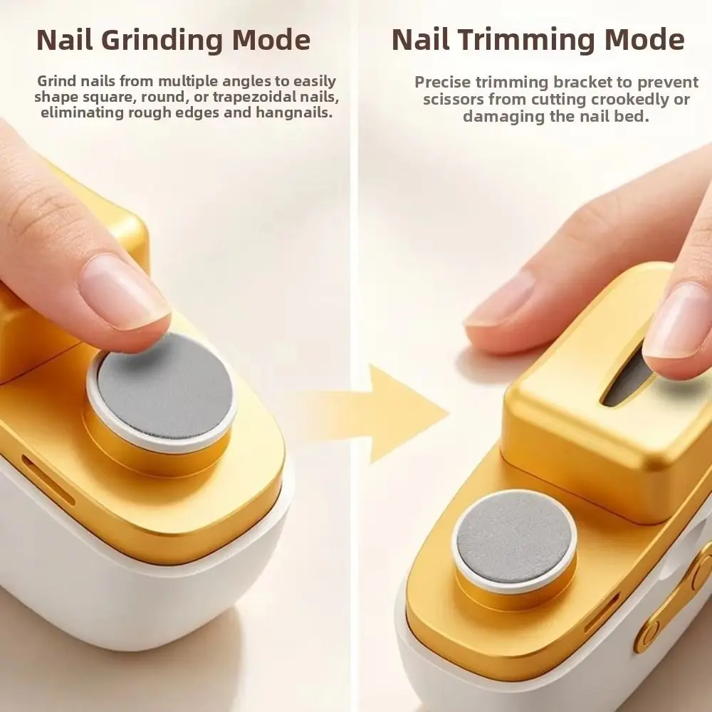 Rechargeable Electric Nail Clipper ABS Plastic 3 Speed Nail Grinder Low Noise Dual Head Safety Nail Trimmer Travel Use