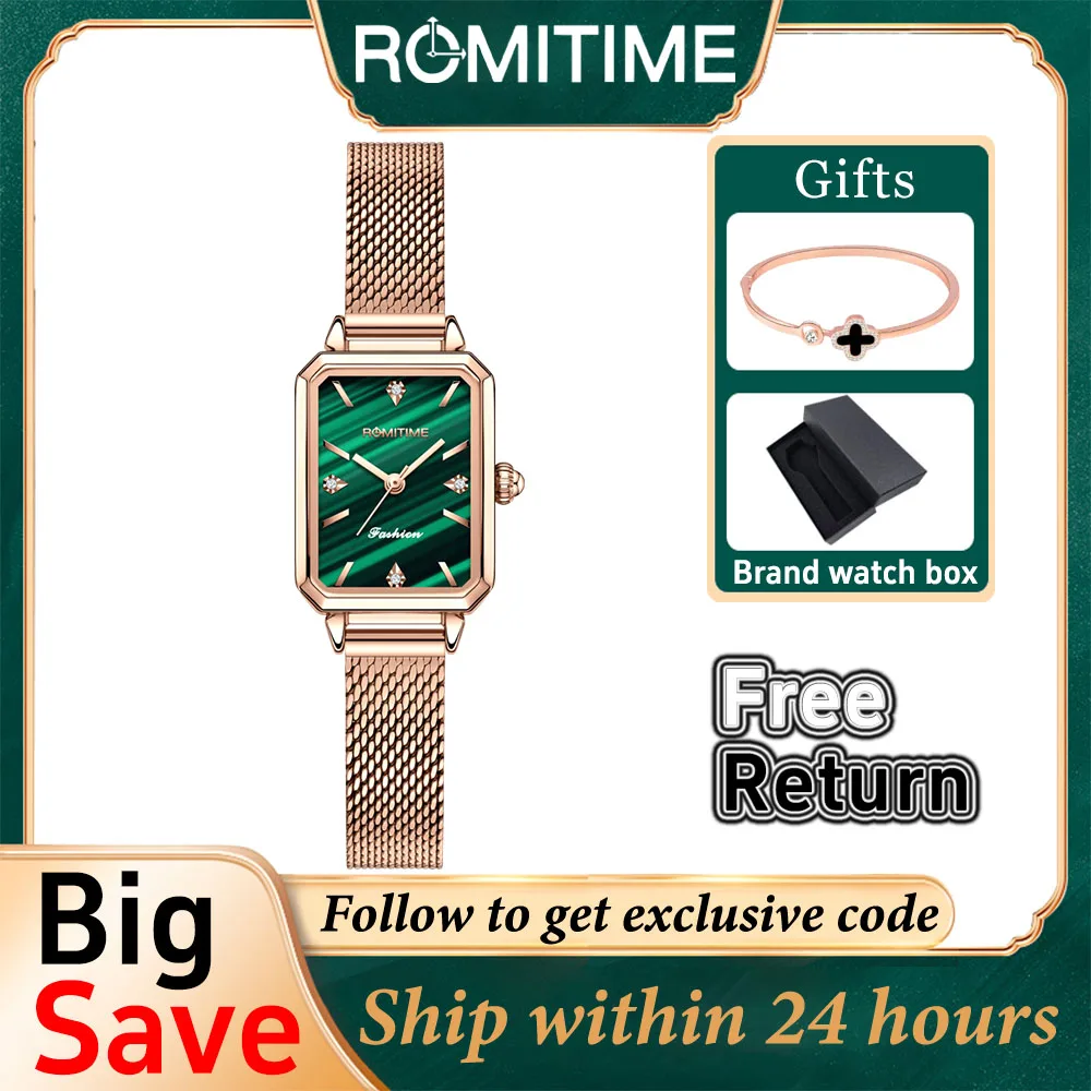 

ROMITIME High Quality Original Diamond Watch for Women Fashion Elegant Stainless Steel Waterproof Quartz Watch Luxury Ladies