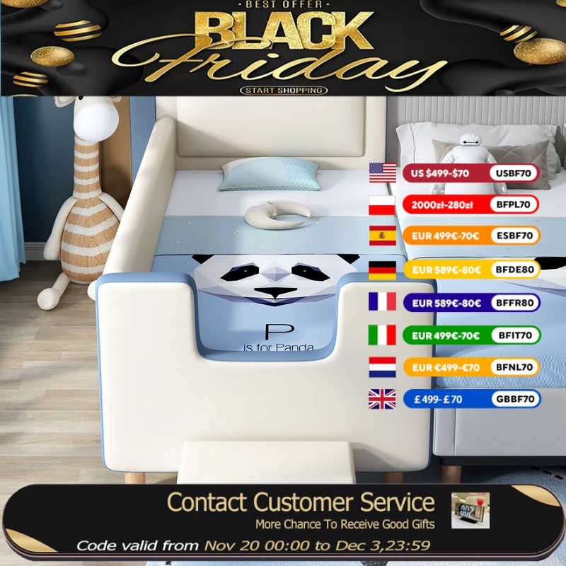 

Boundary Wooden Kids Bed Comforter King Size Safety Design Toddler Bed Bedroom Modern Style Lit Cabane Enfant Kids Furniture