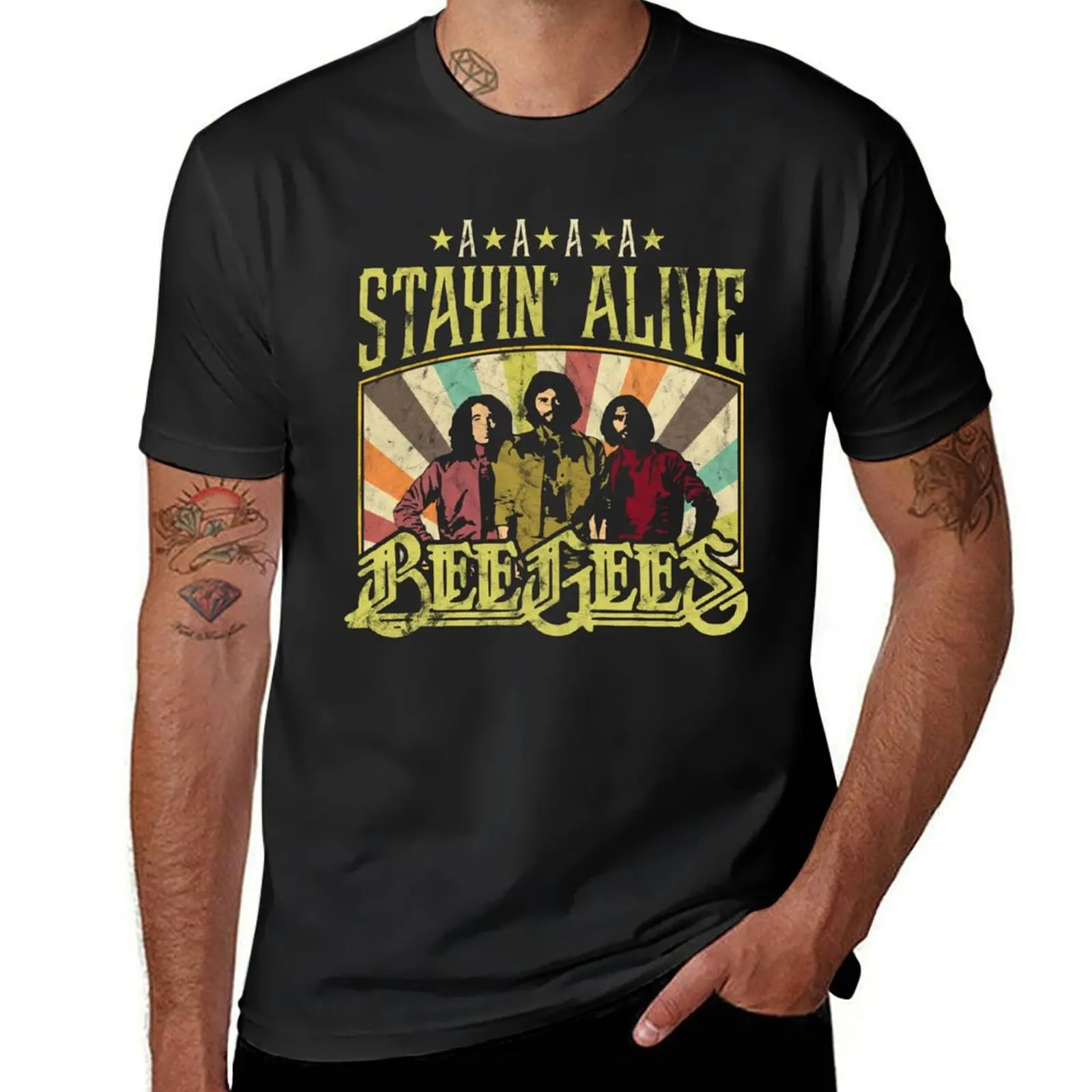 

Bee Gees Stayin Alive T-Shirt summer shirt sports fans vintage clothes anime stuff compression shirt men