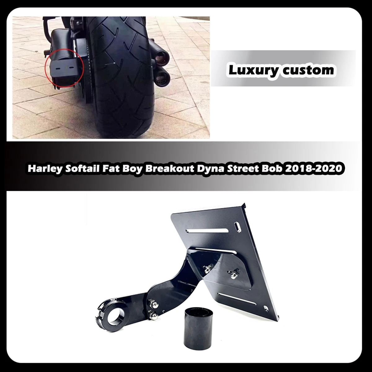 ZDQ Premium Motorcycle Side Mount License Plate Bracket Holder For Harley Softail Fat Boy Breakout Dyna Street Bob 2018-2020