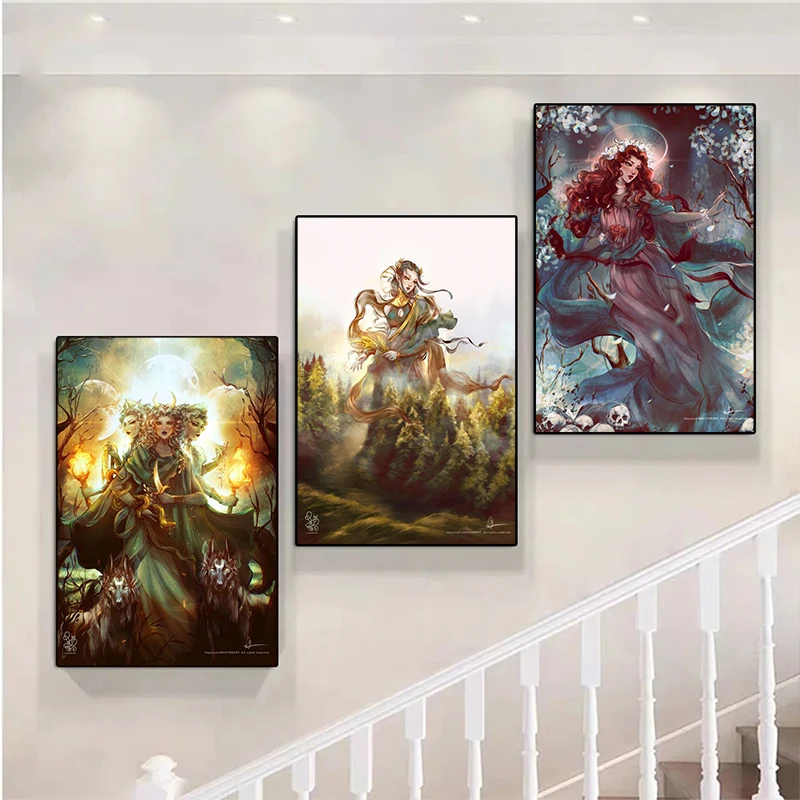 Ancient Greek Goddess Painting Canvas Poster Hera Athena Artemis Wall Art Pictures for Living Room Bedroom Bar Modern Home Decor