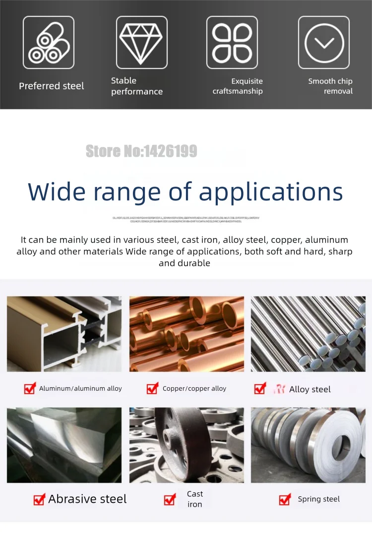 Punta da trapano rivestita a resistenza industriale con scanalatura a spirale dritta da 1,0 mm-13 mm per alesatore per macchina in metallo duro per ghisa di acciaio in alluminio