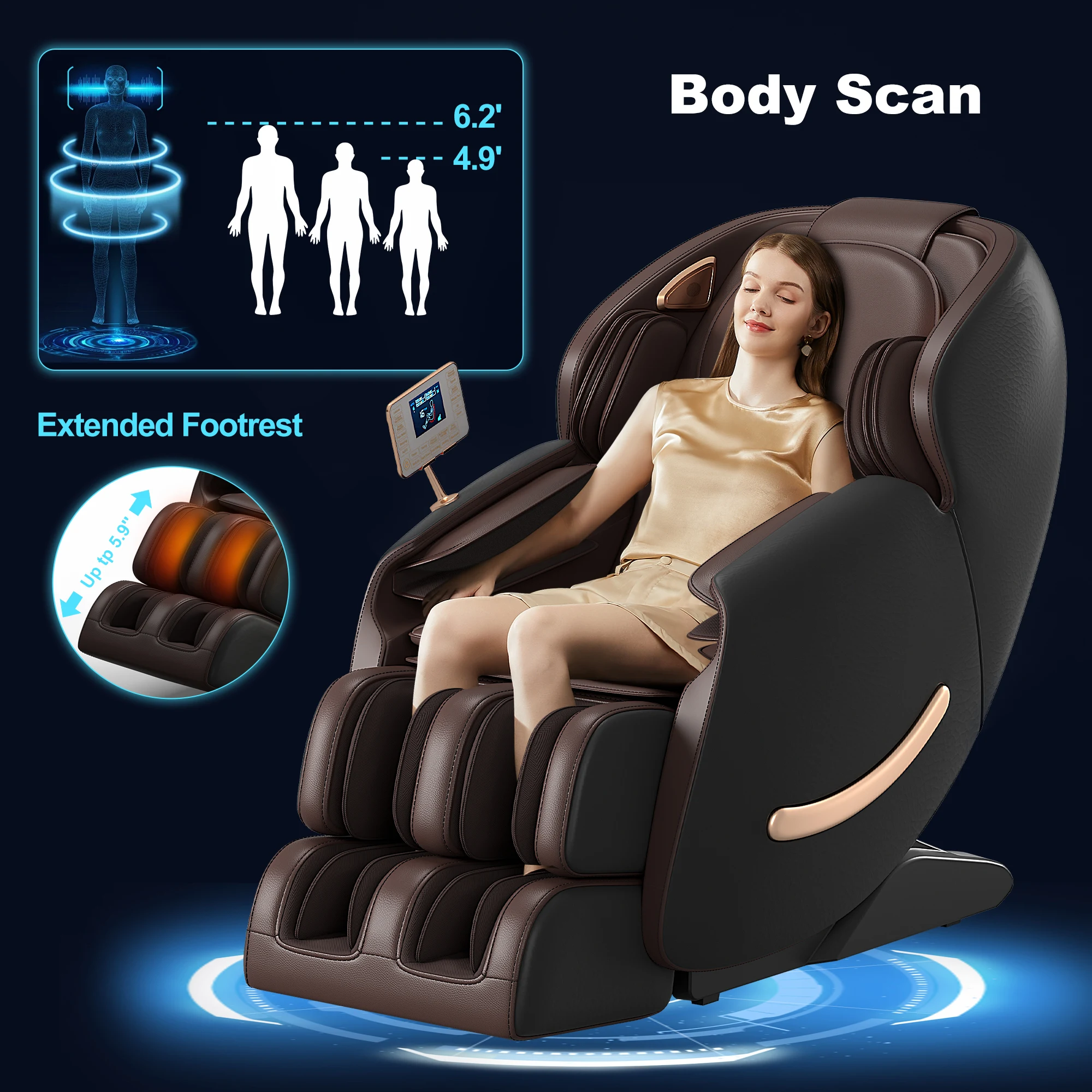 Full Body Zero Gravity Massage Chair with AI Voice Control Full Body Airbags SL Track Bluetooth Foot Rollers Massage Bluetooth