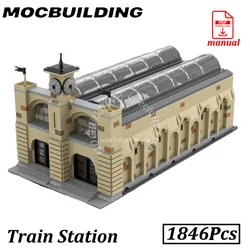 Train Station Display Platform City Street View Staricase MOC Building Blocks DIY Bricks Model Birthday Gifts Assembled Toys
