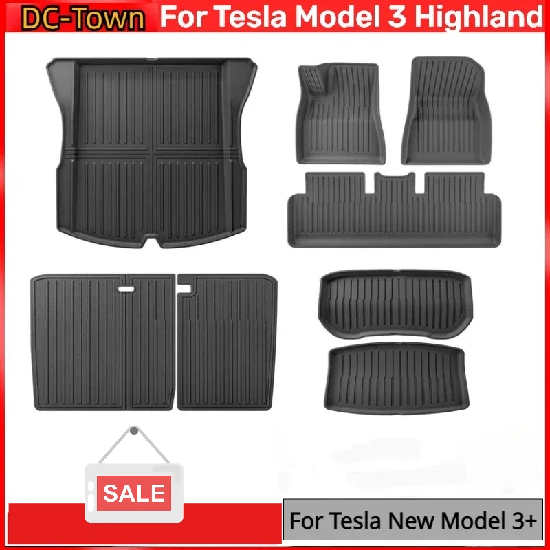 For Tesla Model 3+ Trunk Mats TPE Waterproof Wear-resistant Foot Pads Front Rear Trunk Mat New Model3 Highland 2024 Accessories