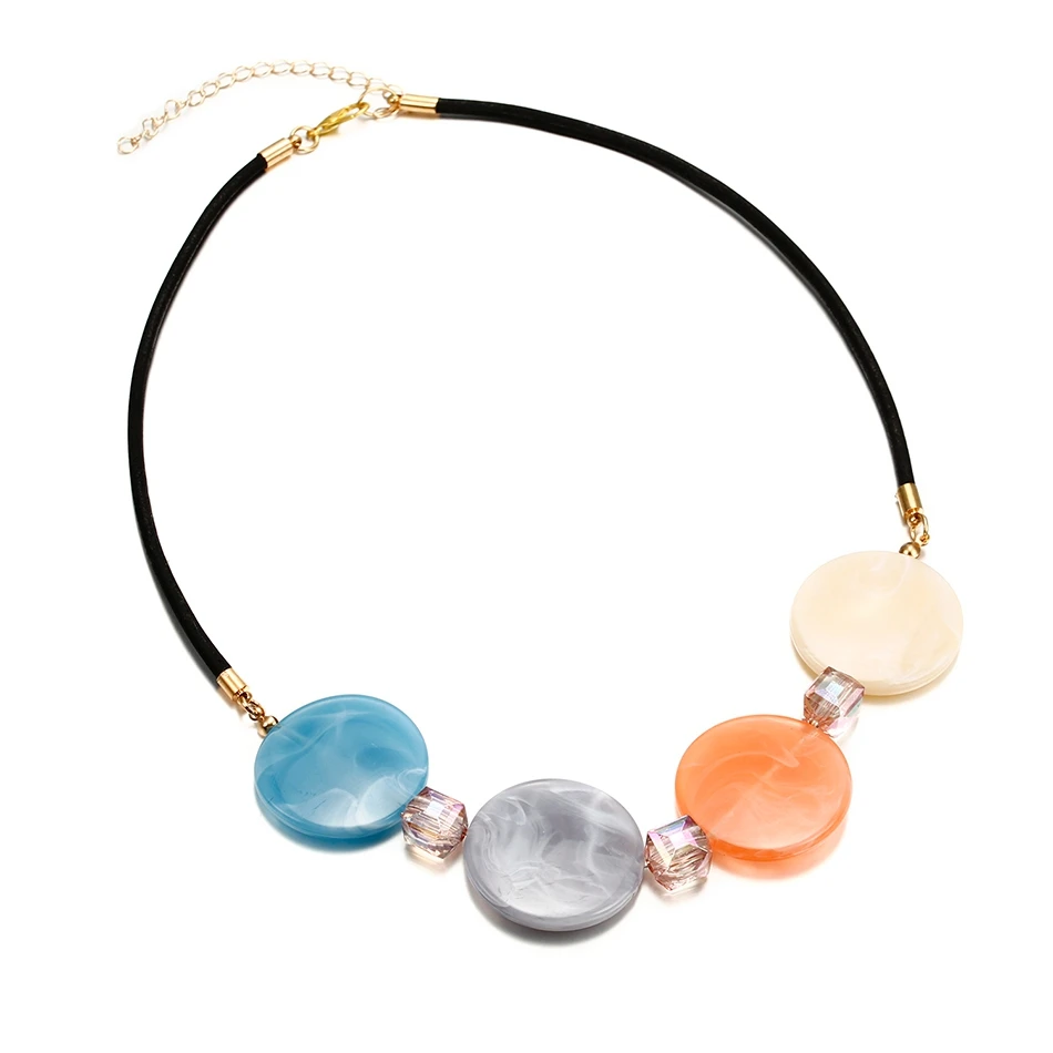 Women\'s Candy Color Necklace for Women Crystal Necklaces & Pendants Acrylic Statement Necklace New Fashion Jewelry Gifts NR089