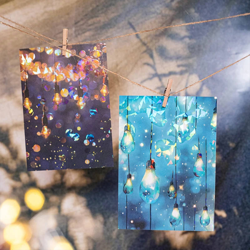 Journal GO 5pcs Creative String Light Stickers Twinkle Stars PET Sticker for Mobile Scrapbooking Card Making Decor Labels