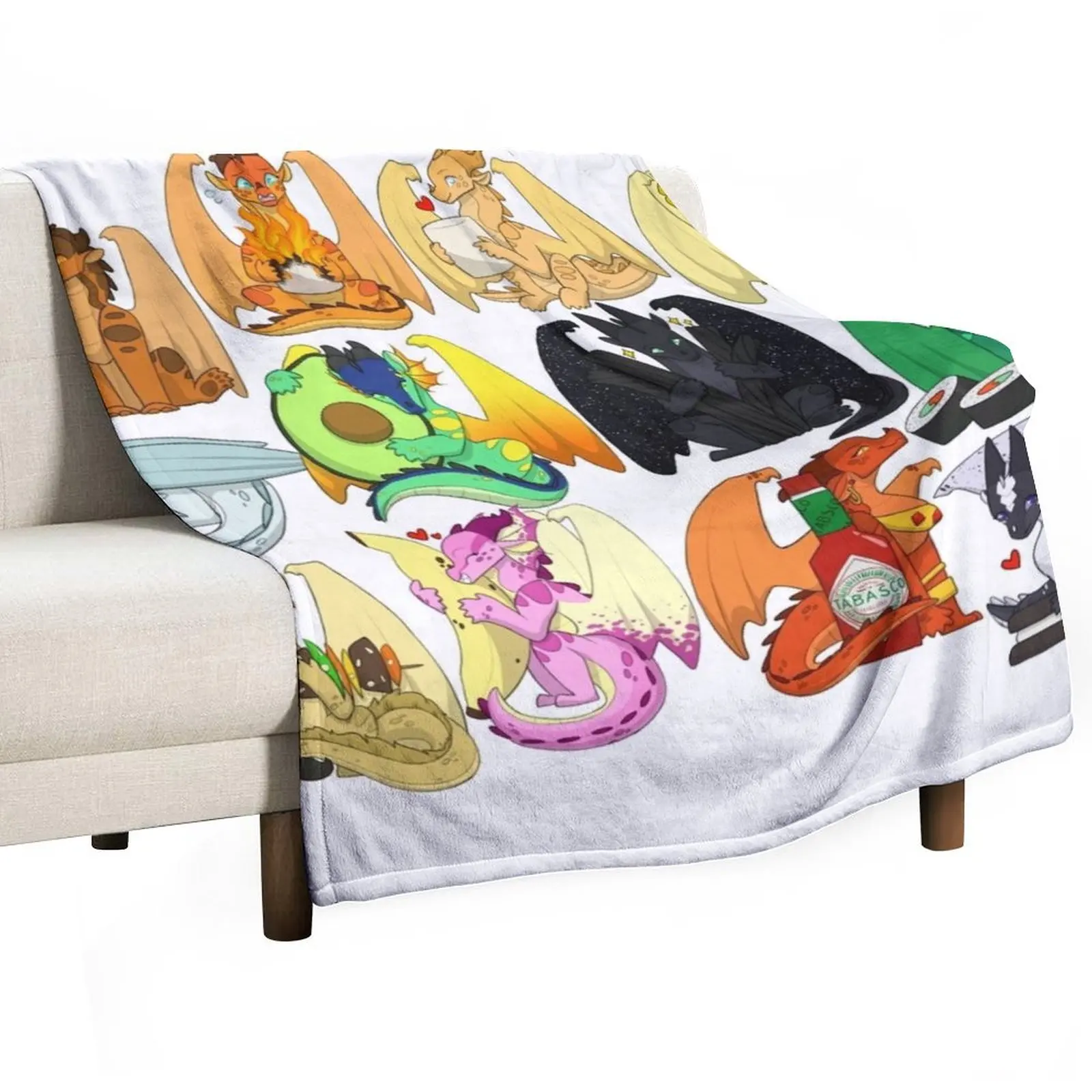 

Wings of Fire Chibis with FOOOOD Throw Blanket funny gift Vintage Plush Bed Blankets
