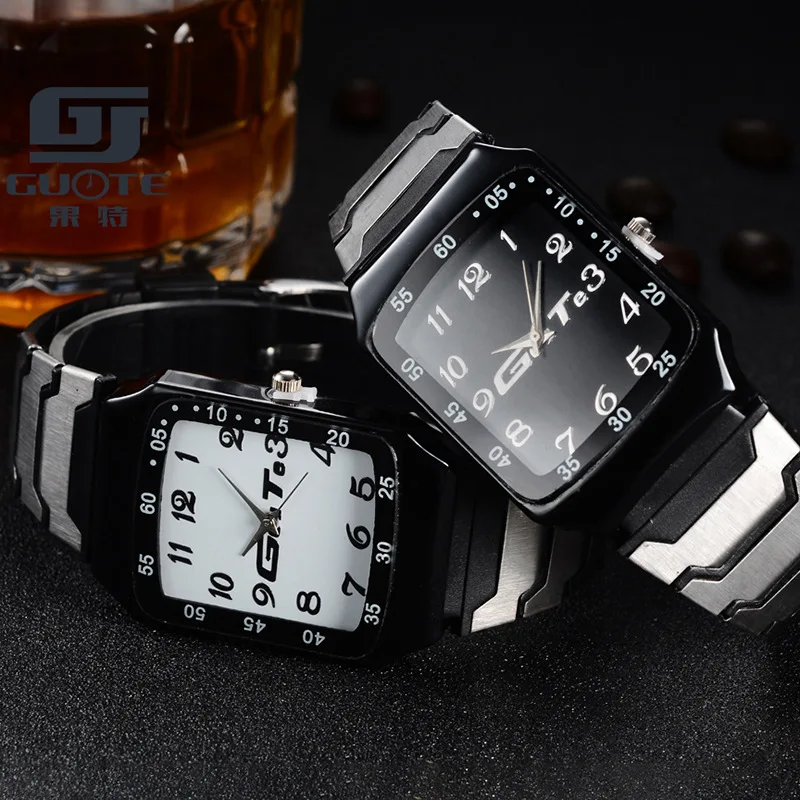 Free Shipping New Fashion Luxury Men Stainless Steel Rectangle Quartz Watch Men Business Sports Watches Women Watches For Gifts