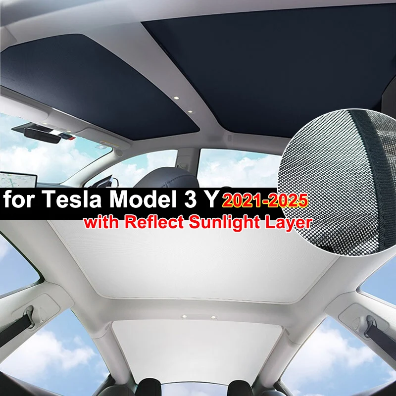 Car Sunroof Sunshade for Tesla Model Y Juniper 2025 Glass Roof Sun Shade Skylight Blind Shading Net New Model 3 2024 Cover