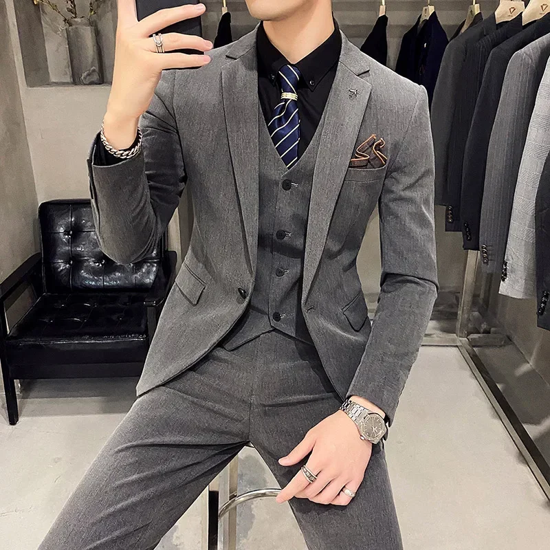 

H454 suit, best man, groom's dress, three-piece suit, trendy suit