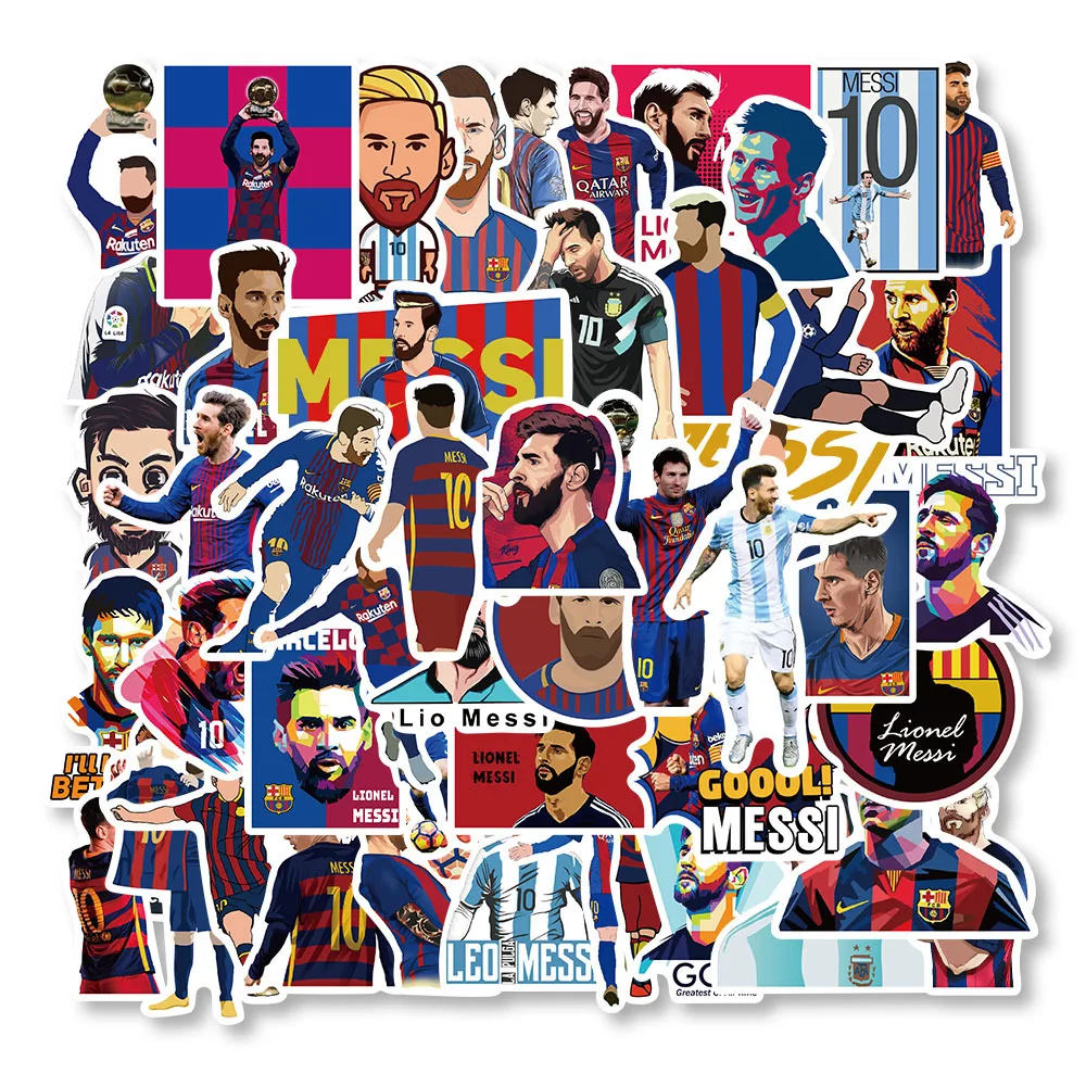 50Pcs  Football Star Lionel Messi Stickers DIY Stickers Scrapbooking Phone Luggage Skateboard Waterproof Decals