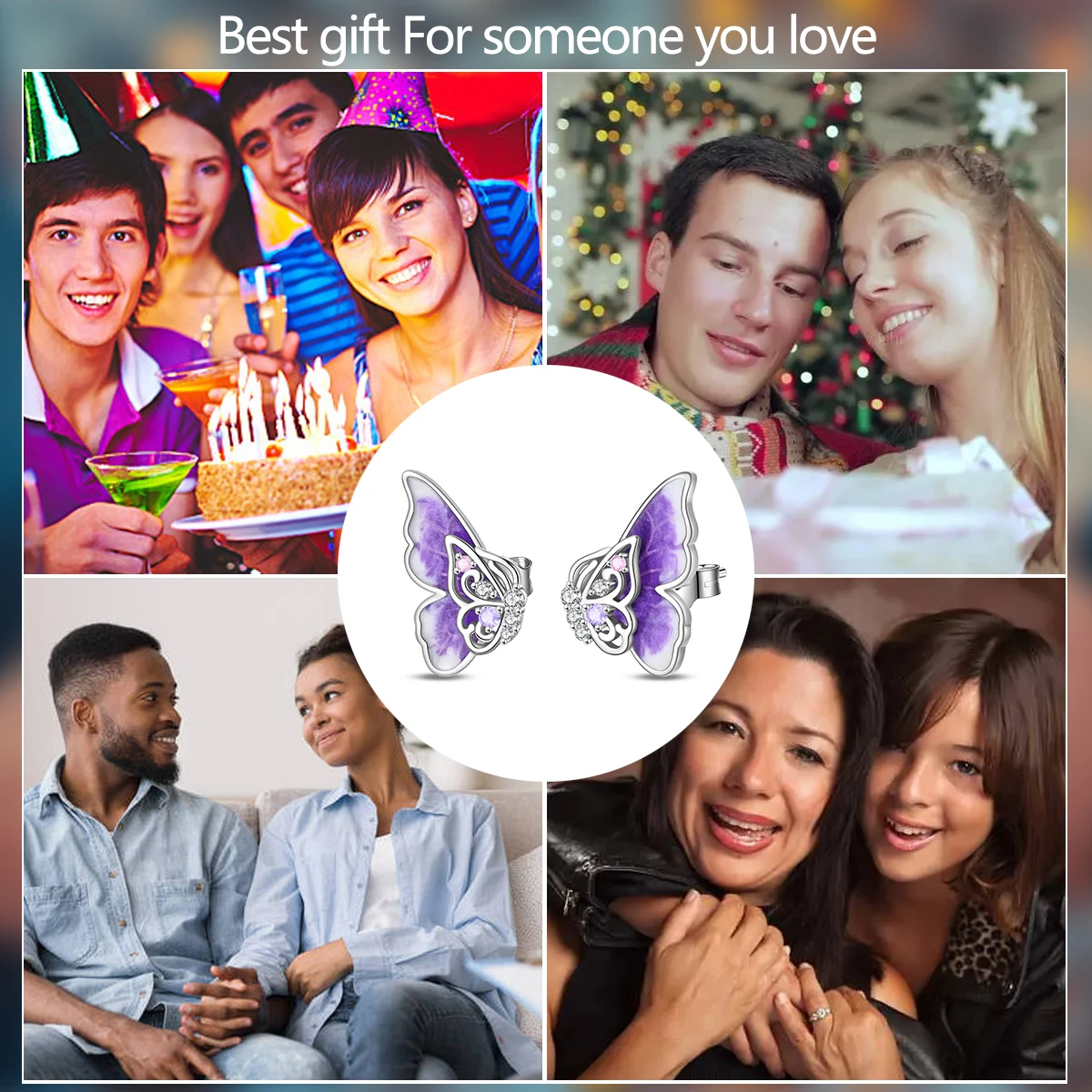 أقراط فراشة مضيئة من الفضة الإسترليني عيار 925، مناسبة للبيع بالجملة من الأقراط المراهقات وهدايا المجوهرات النسائية #5