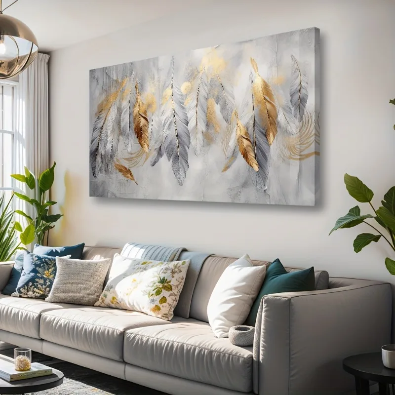 

With Inner Frame Canvas Prints Wall Art Feather Canvas Wall Art Modern Living Room Wall Decor Large Painting Artwork Home Decor