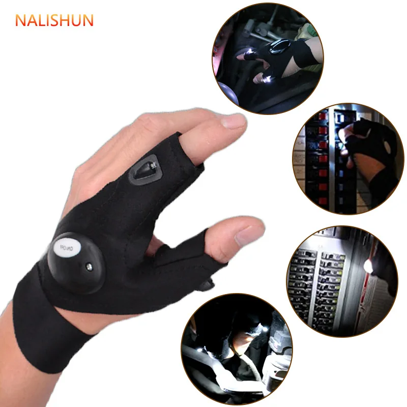 

LED Flashlight Half Finger Gloves Waterproof Durable for Men Women Outdoor Fishing Cycling Camping Hiking Night Activities