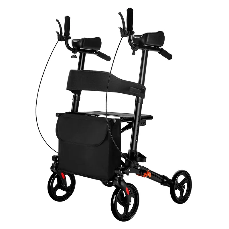 Aluminum Alloy Foldable Upright with Comfor Seat Walker & Rollator for Easy Mobility