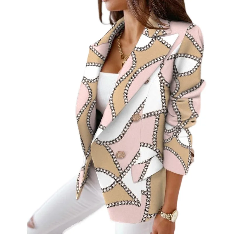 بدلة نسائية طويلة وصدر مزدوجة مطبوعة من Faionable Jaet لخريف وشتاء محطة مستقلة جديدة للتنقل والرياح...