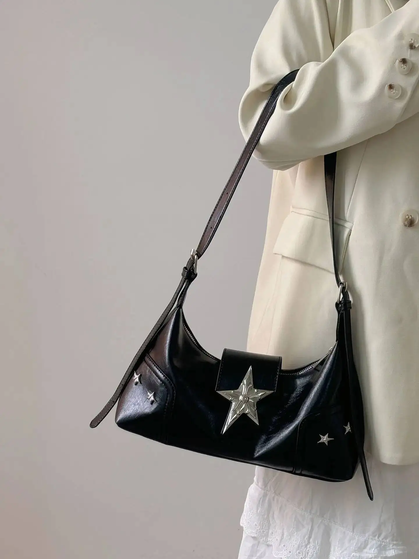Bloom Versatile Star Y2k Shoulder Hot Girls Sweet Cool Pu Leather Casual Crossbody Bags Female Retro Messenger Bag 2025