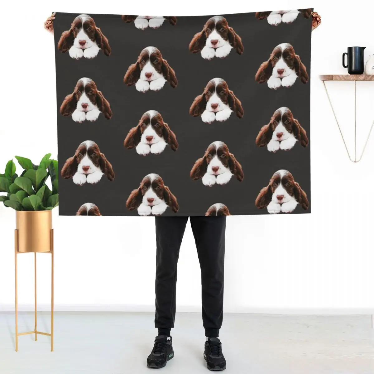 Springer Spaniel Cute Puppy Paws Throw Blanket Blankets For Bed Plush Flannels funny gift Camping Luxury Brand Blankets