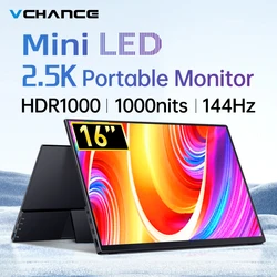 VCHANCE 16'' 2.5K 144Hz Portable Monitor Mini Led 1000nits 100%sRGB Metal Frame with Stand Extender for Laptop Xbox Switch PS4/5