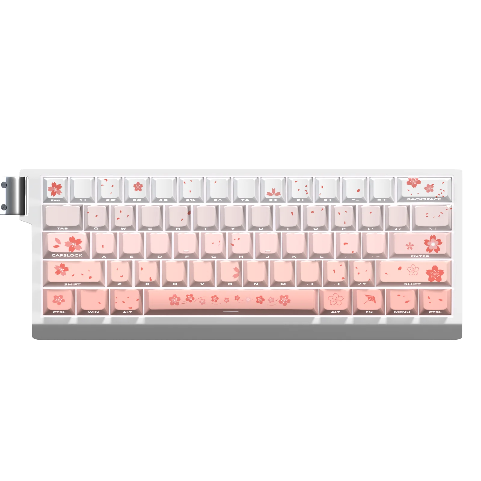 

Двойные колпачки для клавиш PBT Sakura, набор колпачков для ключей на заказ, колпачки для клавиш с боковой подсветкой для переключателя MX, колпачки для механической клавиатуры
