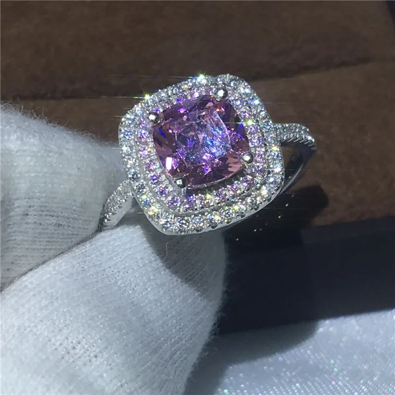 Valuable Lab Pink Diamond Ring 100% Real 925 Sterling Silver Party Wedding Band Rings for Women Bridal Engagement Jewelry Gift