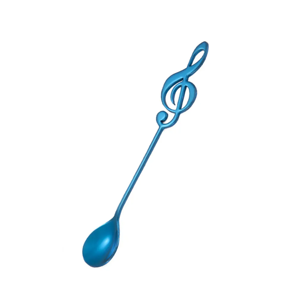 Stainless Steel Coffee Spoon Musical Note Pattern -Coated Stirring Spoon Dessert Scoop Kitchen Dining Tableware view 5