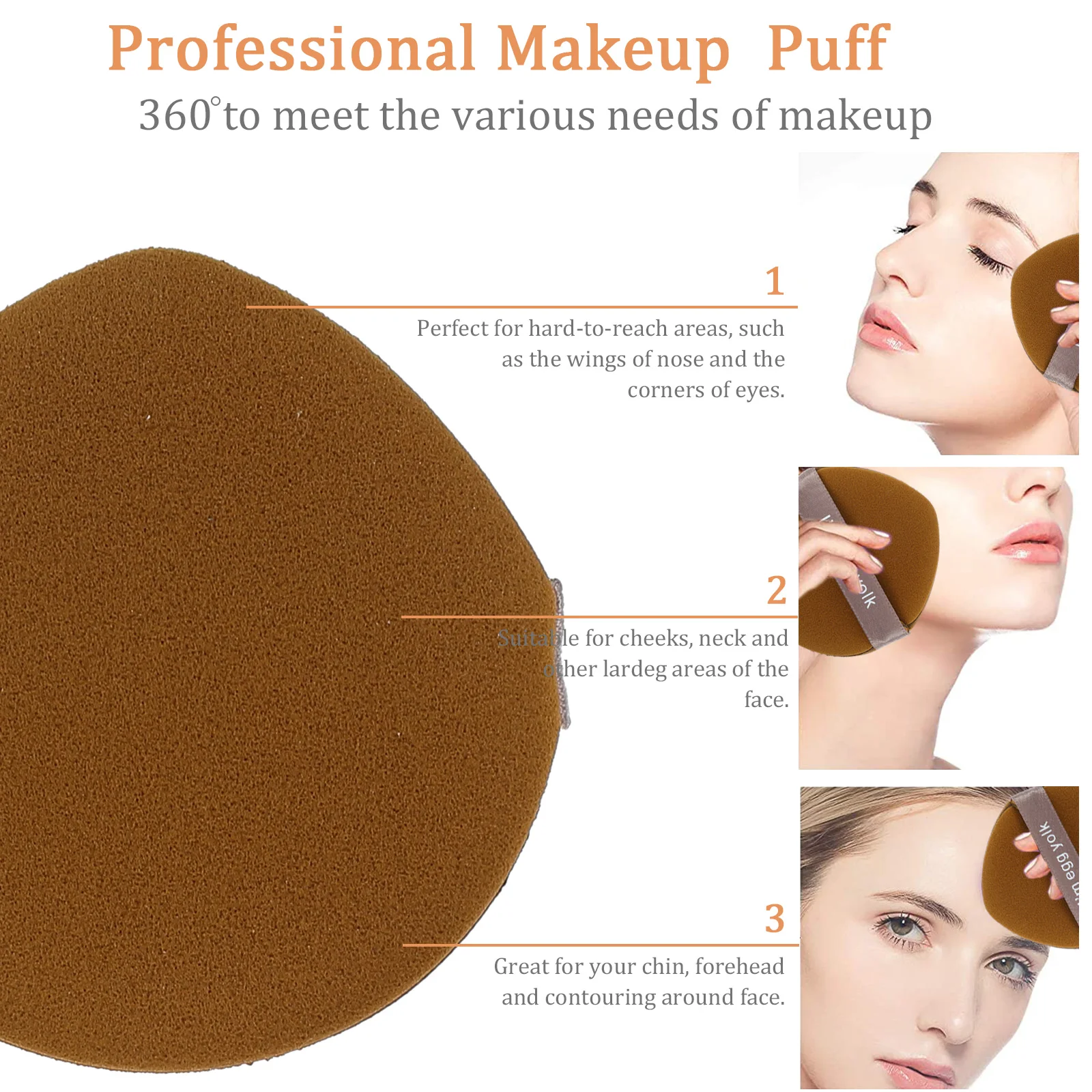 

6pcs Makeup Puff Cushion Applicator For Loose Powder Face Foundation Washable Lightweight Portable Skincare Tool